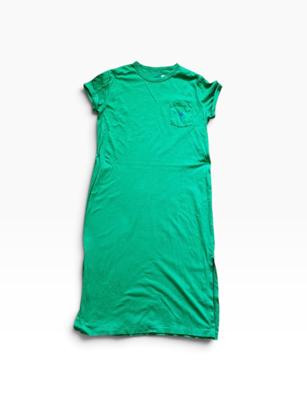 Polo RALPH LAUREN Blue Pony T-Shirt Dress With Pocket Womens Kelly Green XS
